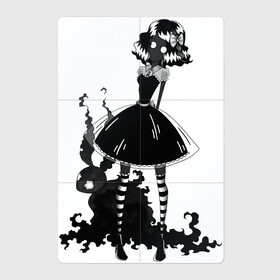 Магнитный плакат 2Х3 с принтом Чёрный кролик в Санкт-Петербурге, Полимерный материал с магнитным слоем | 6 деталей размером 9*9 см | Тематика изображения на принте: алиса | готический | кролик | морк2028 | тёмный | тень | чёрно белый