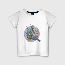 Детская футболка хлопок с принтом Хранитель цветов в Санкт-Петербурге, 100% хлопок | круглый вырез горловины, полуприлегающий силуэт, длина до линии бедер | арт | киборг | колокольчик | колокольчики | планета | природа | рисунок | робот | цветок | цветы
