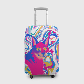 Чехол для чемодана 3D с принтом Floppa Art в Санкт-Петербурге, 86% полиэфир, 14% спандекс | двустороннее нанесение принта, прорези для ручек и колес | flopa | floppa | каракал | кот мем | мем с котом | русский кот | шлёпа