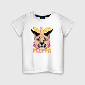 Детская футболка хлопок с принтом Big Cat  Floppa в Санкт-Петербурге, 100% хлопок | круглый вырез горловины, полуприлегающий силуэт, длина до линии бедер | flopa | floppa | каракал | кот мем | мем с котом | русский кот | шлёпа
