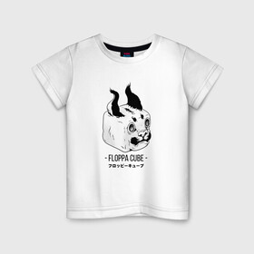Детская футболка хлопок с принтом Floppa Cube в Санкт-Петербурге, 100% хлопок | круглый вырез горловины, полуприлегающий силуэт, длина до линии бедер | flopa | floppa | каракал | кот мем | мем с котом | русский кот | шлёпа