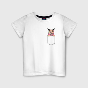 Детская футболка хлопок с принтом Шлёпа в кармане в Санкт-Петербурге, 100% хлопок | круглый вырез горловины, полуприлегающий силуэт, длина до линии бедер | flopa | floppa | каракал | кот мем | мем с котом | русский кот | шлёпа