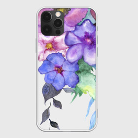 Чехол для iPhone 12 Pro Max с принтом Акварель цветы в Санкт-Петербурге, Силикон |  | flowers | акварель | букет | синий | цветы
