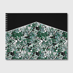 Альбом для рисования с принтом Черно-зеленые каракули в Санкт-Петербурге, 100% бумага
 | матовая бумага, плотность 200 мг. | абстрактный | каракули | креативный | мазня | разводы | черный и зеленый