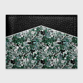 Обложка для студенческого билета с принтом Черно-зеленые каракули в Санкт-Петербурге, натуральная кожа | Размер: 11*8 см; Печать на всей внешней стороне | абстрактный | каракули | креативный | мазня | разводы | черный и зеленый