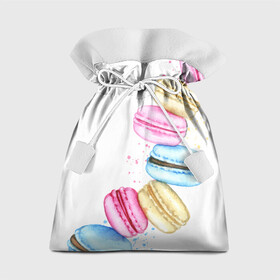 Подарочный 3D мешок с принтом Macarons. Нежный десерт в Санкт-Петербурге, 100% полиэстер | Размер: 29*39 см | акварель | акварельные | десерт | десерты | макаронс | макаруны | пирожное | пирожные | разноцветные | сладости