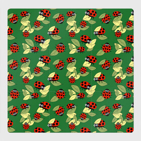 Магнитный плакат 3Х3 с принтом Божьи коровки на зеленом фоне в Санкт-Петербурге, Полимерный материал с магнитным слоем | 9 деталей размером 9*9 см | autumn | beetles | childrens | green | hide and seek | insects | ladybugs | leaves | play | print | red | summer | watch | yellow | божьи коровки | детский | желтые | жуки | зеленые | играют | красные | лето | листья | насекомые | осень | принт | прятки |