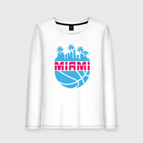 Женский лонгслив хлопок с принтом Miami в Санкт-Петербурге, 100% хлопок |  | basketball | miami heat | mvp | nba | sport | streetball | аризона | баскетбол | батлер | игра | майами хит | мяч | нба | спорт | стритбол | тренер | чемпион