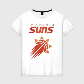 Женская футболка хлопок с принтом Phoenix Suns в Санкт-Петербурге, 100% хлопок | прямой крой, круглый вырез горловины, длина до линии бедер, слегка спущенное плечо | basketball | mvp | nba | phoenix | sport | streetball | suns | аризона | баскетбол | игра | крис пол | мяч | нба | санс | спорт | стритбол | тренер | финикс | чемпион