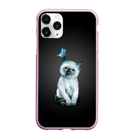 Чехол для iPhone 11 Pro матовый с принтом Тайский котенок с бабочкой в Санкт-Петербурге, Силикон |  | акварель | бабочка | кот | котенок | котик | кошечка | кошка | смешной | тайский | темный