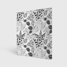 Холст квадратный с принтом Черно-белый узор Тропики в Санкт-Петербурге, 100% ПВХ |  | абстрактный | листья | модный | популярный | рисунок | скетч | тропический узор | цветы | черный и белый | экзотические растения