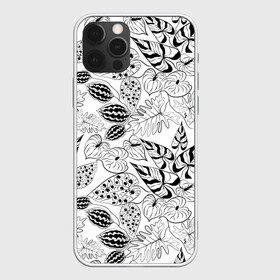 Чехол для iPhone 12 Pro Max с принтом Черно-белый узор Тропики в Санкт-Петербурге, Силикон |  | абстрактный | листья | модный | популярный | рисунок | скетч | тропический узор | цветы | черный и белый | экзотические растения