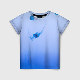 Детская футболка 3D с принтом МЕДУЗЫ | ГРАДИЕНТ в Санкт-Петербурге, 100% гипоаллергенный полиэфир | прямой крой, круглый вырез горловины, длина до линии бедер, чуть спущенное плечо, ткань немного тянется | Тематика изображения на принте: gradient | абстракция | амбре | вода | голубая | голубое | градиент | градиент и ничего лишнего | градиенты | медуза | море | на каждый день | океан | синее | синий | синяя | текстура