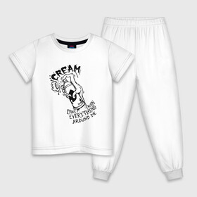 Детская пижама хлопок с принтом Graffiti Cream в Санкт-Петербурге, 100% хлопок |  брюки и футболка прямого кроя, без карманов, на брюках мягкая резинка на поясе и по низу штанин
 | black | cream | gza | hip hop | method man | music | new york | odb | old school | rap | rza | wu tang | wu tang clan | аудио | винил | ву тэнг | граффити | диджей | кассета | микрофон | музыка | нью йорк | пластинка | рэп | рэпер | хип хоп