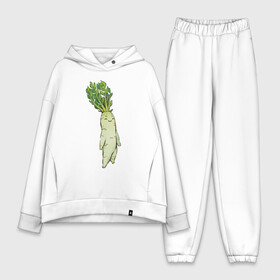 Женский костюм хлопок Oversize с принтом Милая редька в Санкт-Петербурге,  |  | Тематика изображения на принте: арт | зелень | мило | милота | овощ | овощи | редька | рисунок | свежие овощи | свежий овощ | свежий продукт