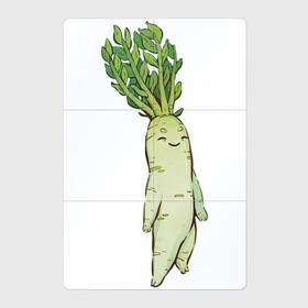 Магнитный плакат 2Х3 с принтом Милая редька в Санкт-Петербурге, Полимерный материал с магнитным слоем | 6 деталей размером 9*9 см | Тематика изображения на принте: арт | зелень | мило | милота | овощ | овощи | редька | рисунок | свежие овощи | свежий овощ | свежий продукт