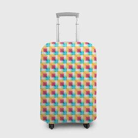 Чехол для чемодана 3D с принтом Красочные кубы в Санкт-Петербурге, 86% полиэфир, 14% спандекс | двустороннее нанесение принта, прорези для ручек и колес | квадраты | кубы | паттерн | пиксели | разноцветный