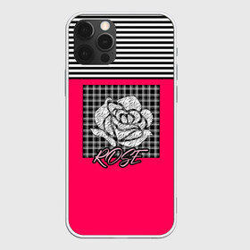 Чехол для iPhone 12 Pro Max с принтом Аппликация роза на клетчатом в Санкт-Петербурге, Силикон |  | аппликация | детский | комбинированный | полосатый | пэчворк | роза | розовый | цветочный узор | черный и малиновый | яркий малиновый