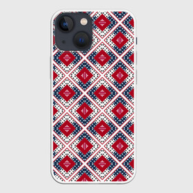 Чехол для iPhone 13 mini с принтом Красно синий плед  клетка в Санкт-Петербурге,  |  | абстрактный | геометрический | красный | плед | пэчворк | синий | современный | этнический