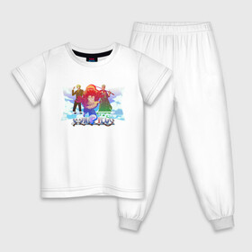 Детская пижама хлопок с принтом Мугивары One Piece в Санкт-Петербурге, 100% хлопок |  брюки и футболка прямого кроя, без карманов, на брюках мягкая резинка на поясе и по низу штанин
 | зоро | луффи | небо | санджи | соломенная шляпа