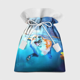 Подарочный 3D мешок с принтом ПЛЫВУЩАЯ ЛИСИЧКА в Санкт-Петербурге, 100% полиэстер | Размер: 29*39 см | animal | art | fox | swim | water | вода | животные | звери | красота | лиса | лисичка | плутовка | река | рисунок | рыжая | фыр фыр