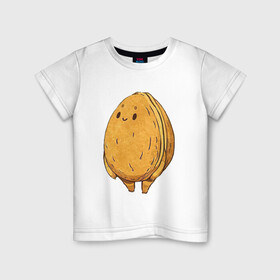 Детская футболка хлопок с принтом Грецкий орех в Санкт-Петербурге, 100% хлопок | круглый вырез горловины, полуприлегающий силуэт, длина до линии бедер | арт | грецкий | грецкий орех | мило | милота | орех | орехи | рисунок | свежие орехи | свежий орех | свежий продукт