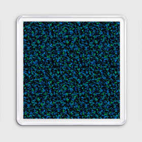 Магнит 55*55 с принтом Абстрактный зелено-синий узор  в Санкт-Петербурге, Пластик | Размер: 65*65 мм; Размер печати: 55*55 мм | абстрактный | вкрапления | зеленый | молодежный | мраморный | синий | современный | черный и синий