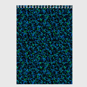 Скетчбук с принтом Абстрактный зелено-синий узор  в Санкт-Петербурге, 100% бумага
 | 48 листов, плотность листов — 100 г/м2, плотность картонной обложки — 250 г/м2. Листы скреплены сверху удобной пружинной спиралью | Тематика изображения на принте: абстрактный | вкрапления | зеленый | молодежный | мраморный | синий | современный | черный и синий