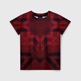 Детская футболка 3D с принтом Темно-красный геометрический  в Санкт-Петербурге, 100% гипоаллергенный полиэфир | прямой крой, круглый вырез горловины, длина до линии бедер, чуть спущенное плечо, ткань немного тянется | абстрактный | геометрические фигуры | креативный | модный | молодежный | популярный | современный | темно красный