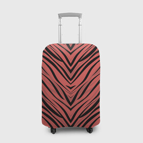 Чехол для чемодана 3D с принтом Полосатый тигровый узор в Санкт-Петербурге, 86% полиэфир, 14% спандекс | двустороннее нанесение принта, прорези для ручек и колес | абстрактный | коричневый | модный | оранжево коричневый | полосатый узор | терракотовый | тигровый | топовый