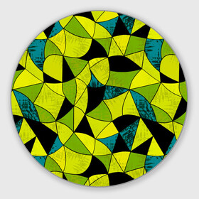 Коврик для мышки круглый с принтом Гранжевый яркий зеленый  в Санкт-Петербурге, резина и полиэстер | круглая форма, изображение наносится на всю лицевую часть | абстрактный | гранжевая текстура | зеленый | летний | молодежный | современный | ярко желтый