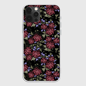 Чехол для iPhone 12 Pro Max с принтом Цветочная мозаика  в Санкт-Петербурге, Силикон |  | абстрактные цветы | абстрактный | геометрический | коричневый | оливковый | розовый | цветочный