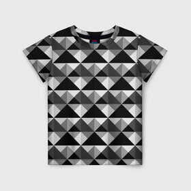 Детская футболка 3D с принтом Современный геометрический  в Санкт-Петербурге, 100% гипоаллергенный полиэфир | прямой крой, круглый вырез горловины, длина до линии бедер, чуть спущенное плечо, ткань немного тянется | абстрактный | геометрический фигуры | модный | полигональный | популярный | треугольники | черно белый