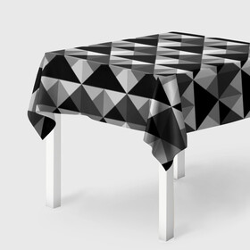 Скатерть 3D с принтом Современный геометрический  в Санкт-Петербурге, 100% полиэстер (ткань не мнется и не растягивается) | Размер: 150*150 см | абстрактный | геометрический фигуры | модный | полигональный | популярный | треугольники | черно белый