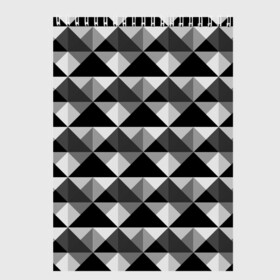 Скетчбук с принтом Современный геометрический  в Санкт-Петербурге, 100% бумага
 | 48 листов, плотность листов — 100 г/м2, плотность картонной обложки — 250 г/м2. Листы скреплены сверху удобной пружинной спиралью | абстрактный | геометрический фигуры | модный | полигональный | популярный | треугольники | черно белый