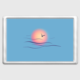 Магнит 45*70 с принтом Солнечный шар в Санкт-Петербурге, Пластик | Размер: 78*52 мм; Размер печати: 70*45 | sea | sun | закат | море | небо | птицы | солнце | чайки