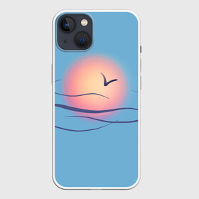 Чехол для iPhone 13 с принтом Солнечный шар в Санкт-Петербурге,  |  | sea | sun | закат | море | небо | птицы | солнце | чайки