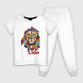 Детская пижама хлопок с принтом Lion в Санкт-Петербурге, 100% хлопок |  брюки и футболка прямого кроя, без карманов, на брюках мягкая резинка на поясе и по низу штанин
 | арт | графика | животные | звери | лев | царь зверей
