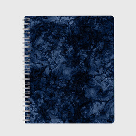 Тетрадь с принтом Темно-синяя текстура камня  в Санкт-Петербурге, 100% бумага | 48 листов, плотность листов — 60 г/м2, плотность картонной обложки — 250 г/м2. Листы скреплены сбоку удобной пружинной спиралью. Уголки страниц и обложки скругленные. Цвет линий — светло-серый
 | абстрактный | модный | молодежный | мрамор | мраморный узор | синий | современный