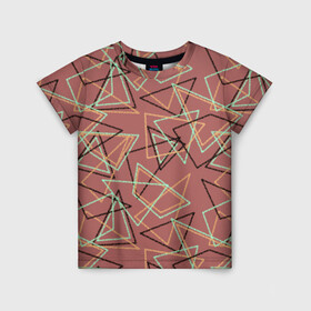 Детская футболка 3D с принтом Террактовый геометрический  в Санкт-Петербурге, 100% гипоаллергенный полиэфир | прямой крой, круглый вырез горловины, длина до линии бедер, чуть спущенное плечо, ткань немного тянется | абстрактный | геометрические фигуры | геометрический узор | молодежный | современный | терракотовый