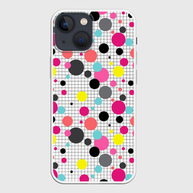 Чехол для iPhone 13 mini с принтом Горох разноцветный. в Санкт-Петербурге,  |  | абстрактный | в горошек | горох | детский | клетчатый | разноцветный горох | современный | узор в клетку