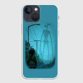 Чехол для iPhone 13 mini с принтом СИРЕНОГОЛОВЫЙ И ДЕВОЧКА в Санкт-Петербурге,  |  | siren head | гуманоид | игра | монстр | сиреноголовый | существо | хоррор