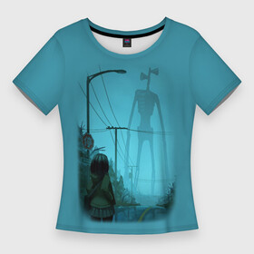 Женская футболка 3D Slim с принтом СИРЕНОГОЛОВЫЙ И ДЕВОЧКА в Санкт-Петербурге,  |  | siren head | гуманоид | игра | монстр | сиреноголовый | существо | хоррор