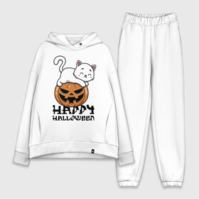 Женский костюм хлопок Oversize с принтом Kitten  Pumpkin в Санкт-Петербурге,  |  | cat | ears | eyes | halloween | holiday | jaw | kitten | moustache | nose | paws | pumpkin | smile | tail | teeth | глаза | зубы | кот | котёнок | кошка | лапы | нос | праздник | тыква | улыбка | усы | уши | хвост | хэллоуин