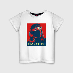 Детская футболка хлопок с принтом Empathy в Санкт-Петербурге, 100% хлопок | круглый вырез горловины, полуприлегающий силуэт, длина до линии бедер | Тематика изображения на принте: coronavirus | covid19 | virus | вакцина | вакцинация | вирус | грипп | заражение | здоровье | иммунитет | инфекция | карантин | корона | коронавирус | маска | пандемия | прививка | самоизоляция | спутник