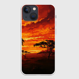 Чехол для iPhone 13 mini с принтом АФРИКАНСКАЯ САВАННА в Санкт-Петербурге,  |  | африка | деревья | живопись | закат | засуха | искуство | облака | пейзаж | пустыня | рисунок | саванна