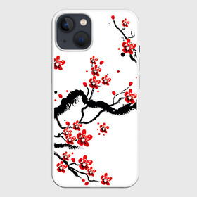 Чехол для iPhone 13 с принтом САКУРА ЦВЕТЁТ И БЛАГАУХАЕТ в Санкт-Петербурге,  |  | Тематика изображения на принте: ветвь | дерево | сакура | цветы | япония