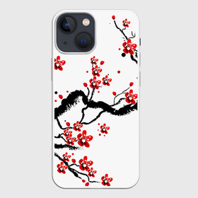 Чехол для iPhone 13 mini с принтом САКУРА ЦВЕТЁТ И БЛАГАУХАЕТ в Санкт-Петербурге,  |  | Тематика изображения на принте: ветвь | дерево | сакура | цветы | япония