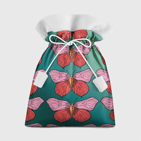 Подарочный 3D мешок с принтом Зеленый принт с бабочками :) в Санкт-Петербурге, 100% полиэстер | Размер: 29*39 см | Тематика изображения на принте: бабочки | градиент | графический | грустный | зеленый | меланхолия | насекомые | ретро | розовый | странный
