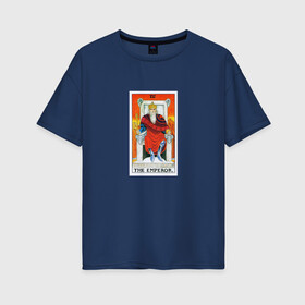Женская футболка хлопок Oversize с принтом Император I Карта Таро в Санкт-Петербурге, 100% хлопок | свободный крой, круглый ворот, спущенный рукав, длина до линии бедер
 | император | карты | магия | старшие арканы | таро | таро райдера уэйта | хозяин | эзотерика